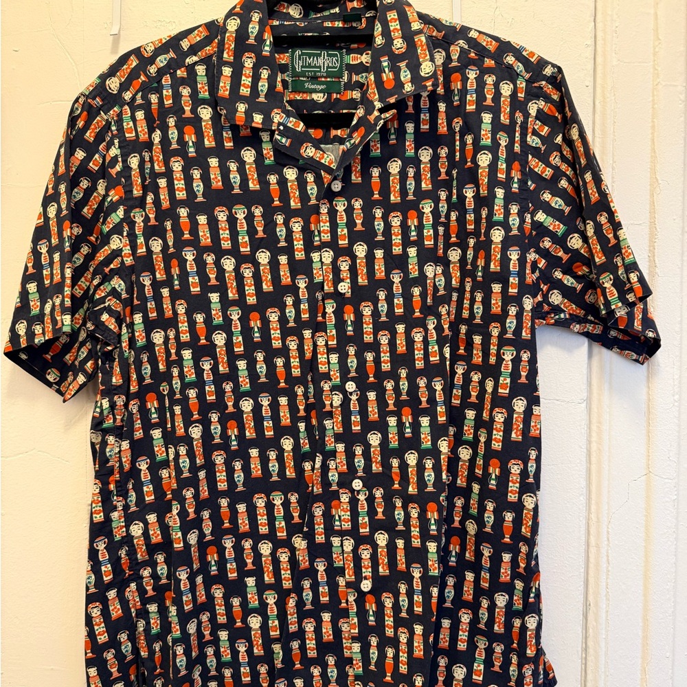 Men's Gitman Vintage Navy Patterned Shirt